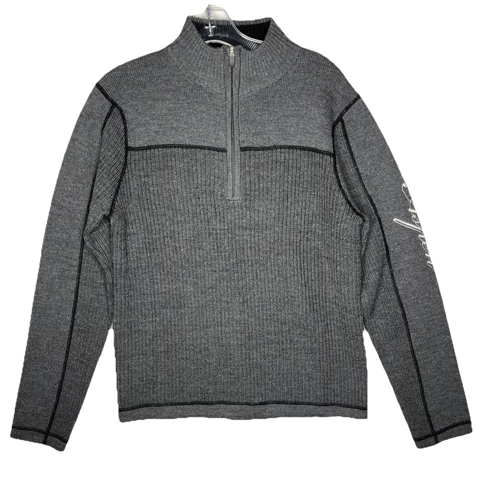 NWT Meister Wool Blend Explorer Sweater 1/4 Zip Sweater Gray Aspen Mens S $200+